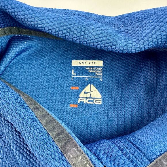 Nike ACG Men's Large Blue & Gray Dri-Fit Pullover Quarter Zip Sweatshirt Outdoor - Picture 3 of 7